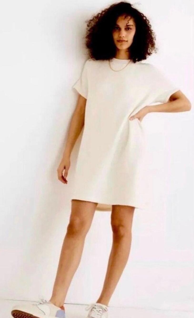 Madewell MWL Airyterry Sweatshirt Tee Dress Lt Gray XS Comfy Casual Athleisure
